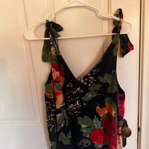 Sezane Floral Sleeveless Tank Top with Tie Straps